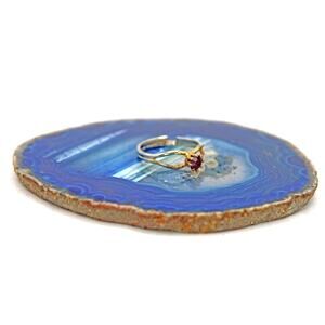 Gold-tone Red Glass Solitaire Ring